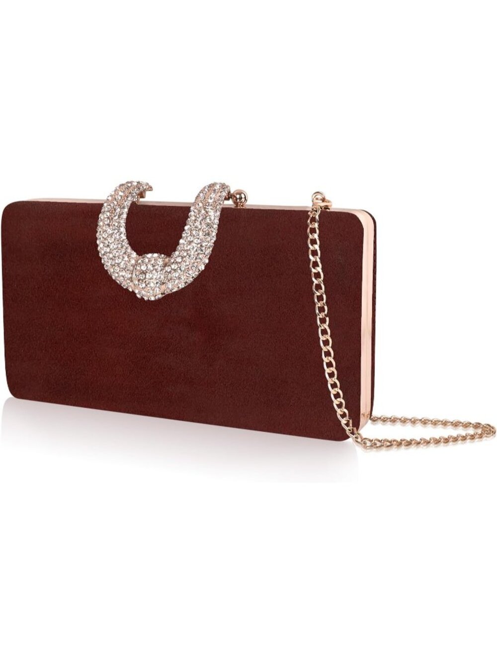 π Women's Red Party Dressy Handbag Sparkly Rhinestone Crystal Evening Clutch - Picture 4 of 6